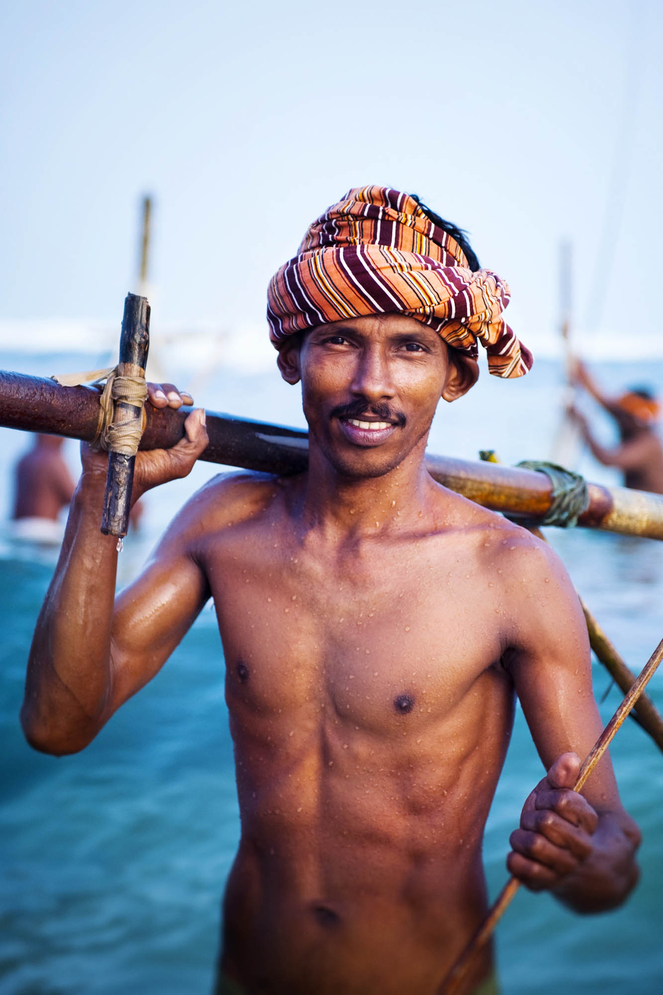 Smiling Fisherman Portrait Cultural Fishing Concept